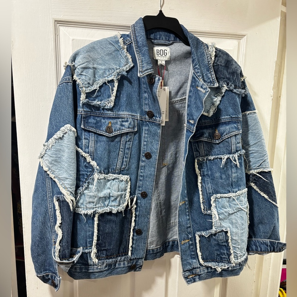 BDG Urban Outfitters Blue Patchwork Denim Jacket- oversized